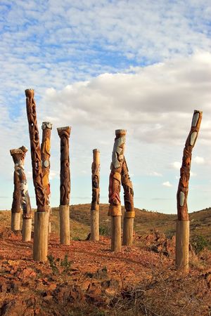 aboriginal / indigenous story poles at broken hill, nsw