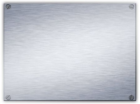 a brushed steel metal plaque with screws in the corners and beveled edgeの写真素材