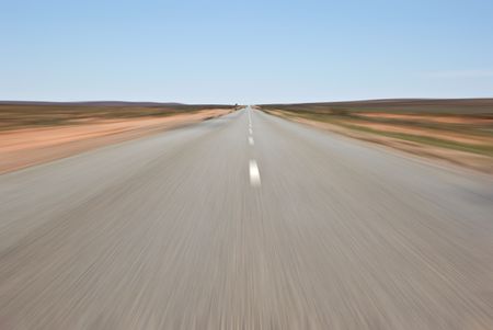 the barrier highway through the outback with speed blur