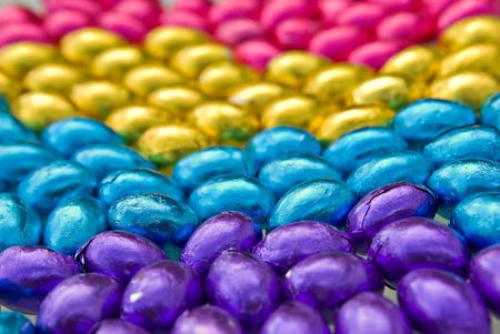 colourful rows of easter eggs for background 