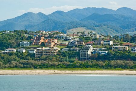 lots of houses on the beach front の写真素材