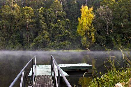 mist rises from the water of toonumbar dam