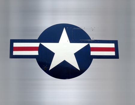 great star on brushed metal as on military aircraftの写真素材