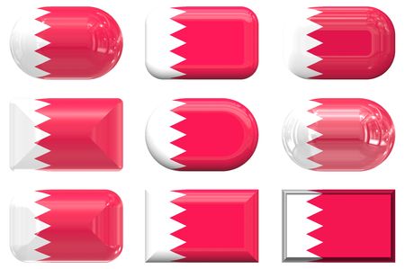 nine glass buttons of the Flag of Bahrainの写真素材