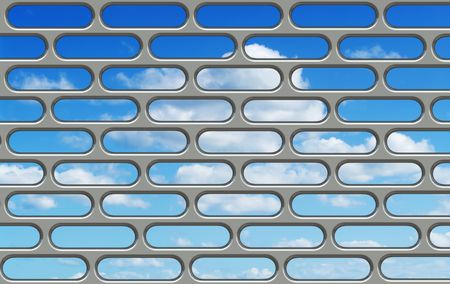 great image of a perfect blue sky through the bars or grillの写真素材