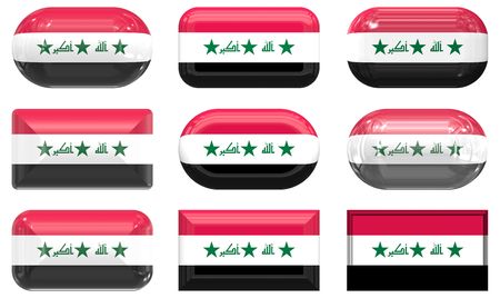 nine glass buttons of the  Flag of Iraqの写真素材