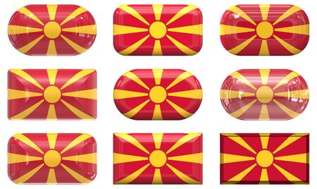 nine glass buttons of the Flag of Macedoniaの写真素材