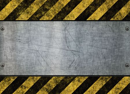 great grungy hazard sign with metal plate background imageの写真素材