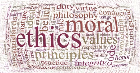 word or tag cloud of ethics morals and values wordsの写真素材