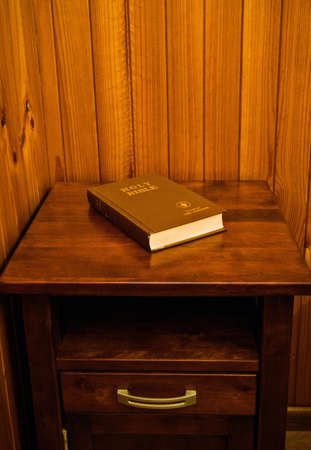 bible on bed side table