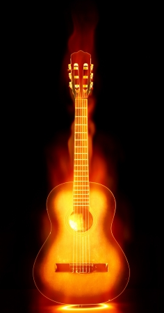 flaming guitar on fireの写真素材