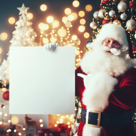santa claus holding a sign for copyspace generative aiの素材