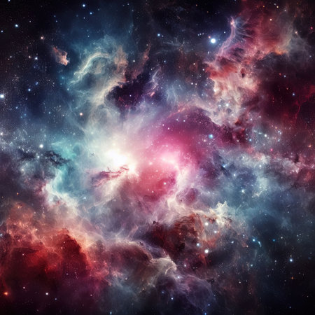 gorgeous space and twinkling stars background image with nebula gas cloud generative aiの素材