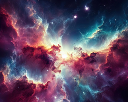 gorgeous space and twinkling stars background image with nebula gas cloud generative aiの素材