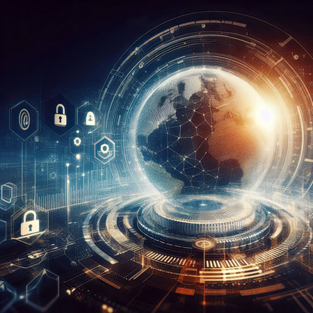 Cyber security and protection of information and data across the world concept generative aiの素材