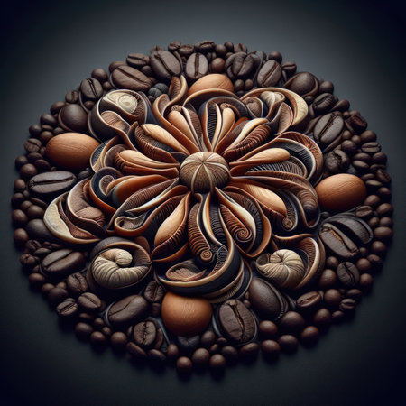 decorative coffee and spice pattern illustration generative aiの素材