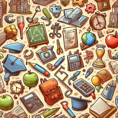 back to school education cartoon background generative aiの素材