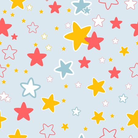 seamless  pattern with colored stars. のイラスト素材