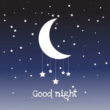vector night scene with moon and stars.のイラスト素材
