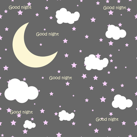 vector night scene with moon and stars.のイラスト素材