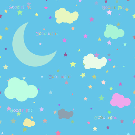 vector night scene with moon and stars.のイラスト素材