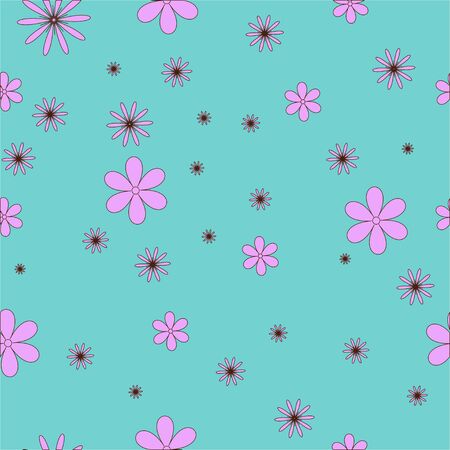 Seamless pattern baby  background  with flowers, cloudsのイラスト素材