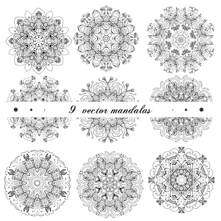 Set mandalas. Perfect set for any other kind of designのイラスト素材
