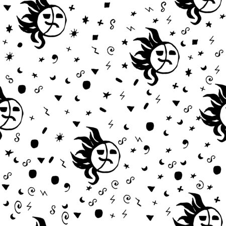 Abstract seamless pattern of signs and symbolsのイラスト素材
