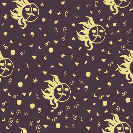 Abstract seamless pattern of signs and symbols 