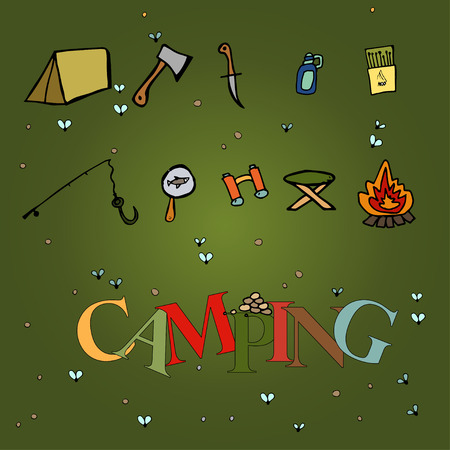 Camping - doodles collection.のイラスト素材