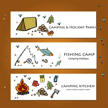 Camping - doodles collection.のイラスト素材