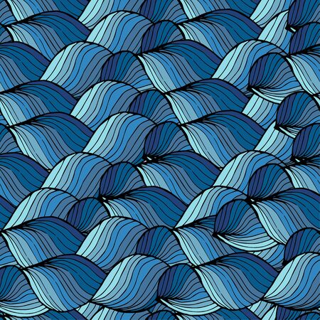 Seamless abstract hand-drawn pattern, waves background.のイラスト素材