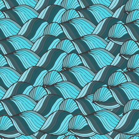 Seamless abstract hand-drawn pattern, waves background.のイラスト素材