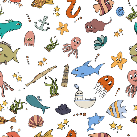 Seamless abstract pattern nautical and marine background.のイラスト素材