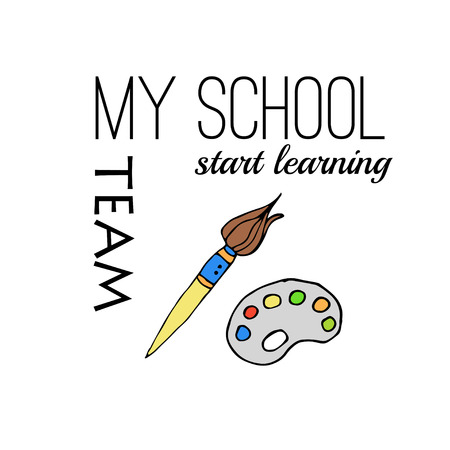 Freehand drawing school itemsのイラスト素材