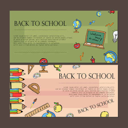 Freehand drawing school itemsのイラスト素材