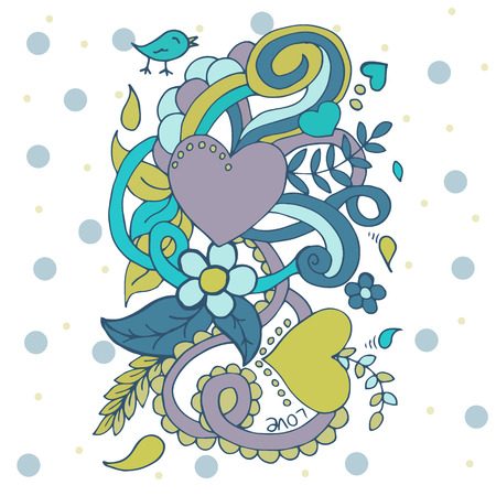 Abstract vector decorative nature background. Template frame design for card. Floral design elements. Doodle flowers. Zentangle patternのイラスト素材