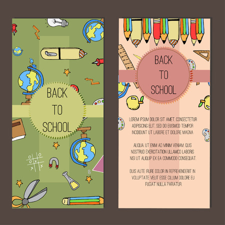 Freehand drawing school items. Back to School. Vector illustration. Setのイラスト素材