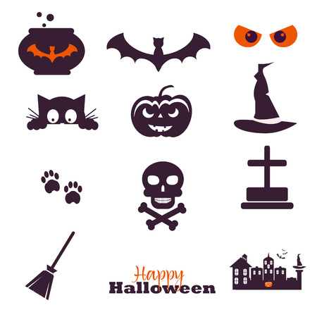 Collection of 12 halloween icons. Happy Halloween! Collection of elements for designのイラスト素材