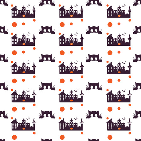 Happy Halloween Background. Seamless pattern. Collection of seamless patterns in the traditional holiday colors.のイラスト素材