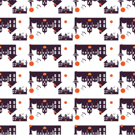 Happy Halloween Background. Seamless pattern. Collection of seamless patterns in the traditional holiday colors.のイラスト素材