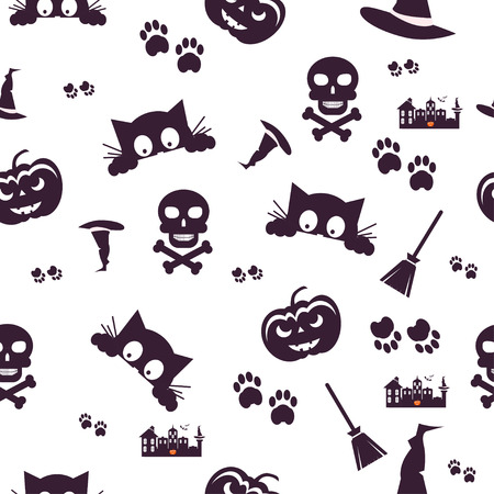 Happy Halloween Background. Seamless pattern. Collection of seamless patterns in the traditional holiday colors.のイラスト素材