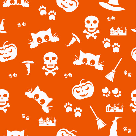 Happy Halloween Background. Seamless pattern. Collection of seamless patterns in the traditional holiday colors.のイラスト素材