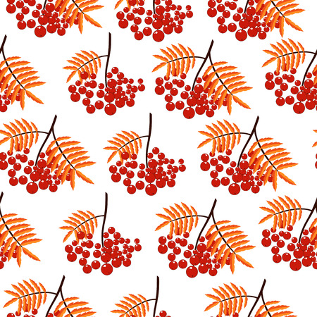 Autumn seamless pattern with rowan berries. Nature background. Vector illustration.のイラスト素材
