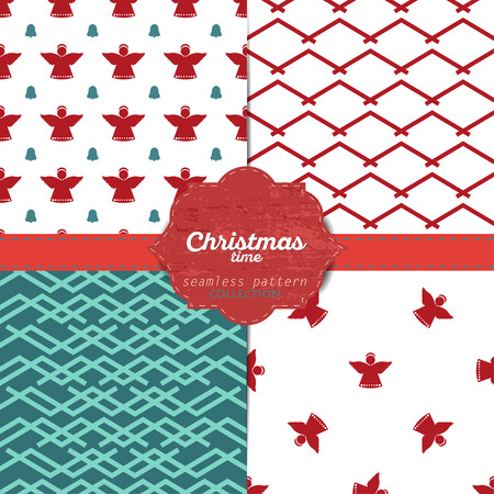 Set of vector christmas seamless patterns for xmas cards and gift wrapping paper.Vintage Christmas elementsのイラスト素材