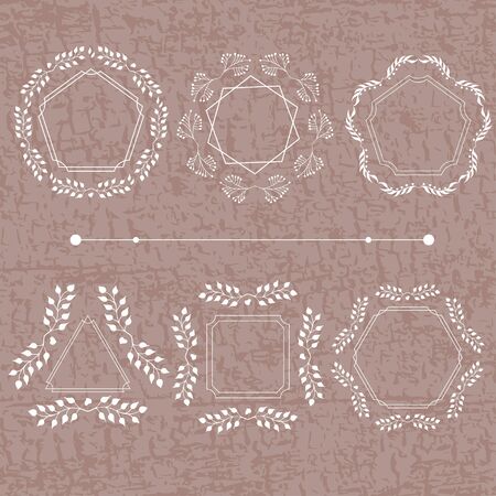 set luxury template flourishes calligraphic elegant ornament lines. hand drawn emblem abstract template elegant linear frame outline elegant calligraphic monogramのイラスト素材