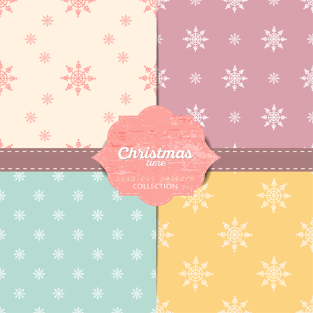 Set of vector christmas seamless patterns for xmas cards and gift wrapping paper.Vintage Christmas elementsのイラスト素材