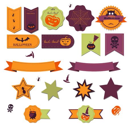 Vector illustration set badges and labels on a holiday theme halloweenのイラスト素材