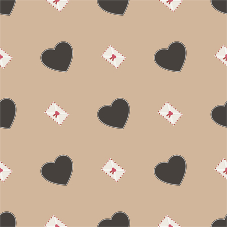 Retro seamless pattern with colorful hearts. Greeting card for Valentines day. Perfect for decoration postcards, brochures, textiles or paper packagingのイラスト素材