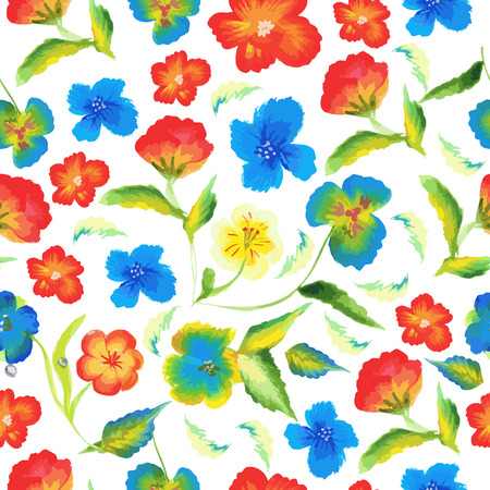 Spring floral seamless pattern, summer colorful flowers. Summer leaf flowers retro beauty fabric seamless pattern. Abstract elegance spring seamless pattern with watercolour floral background vector.のイラスト素材